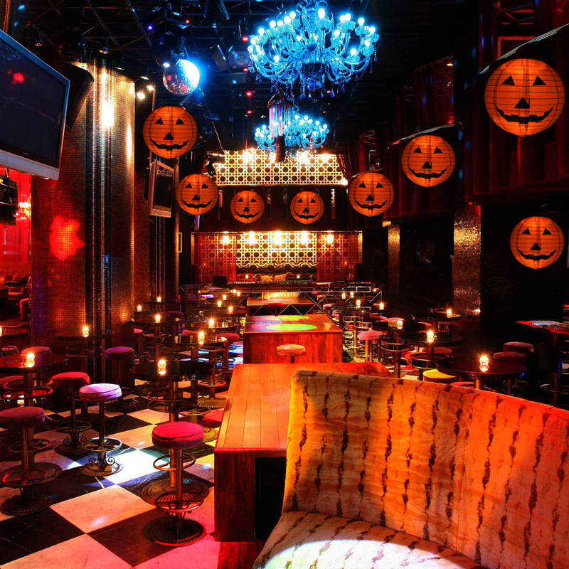 万圣节带须纸质南瓜灯笼南瓜灯鬼节酒吧ktv装饰品南瓜纸灯笼批发