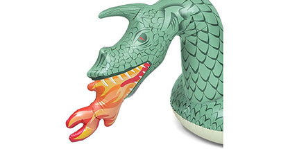 工厂定制充气喷火龙坐骑浮排-水上恐龙漂浮气垫床-充气动物模型