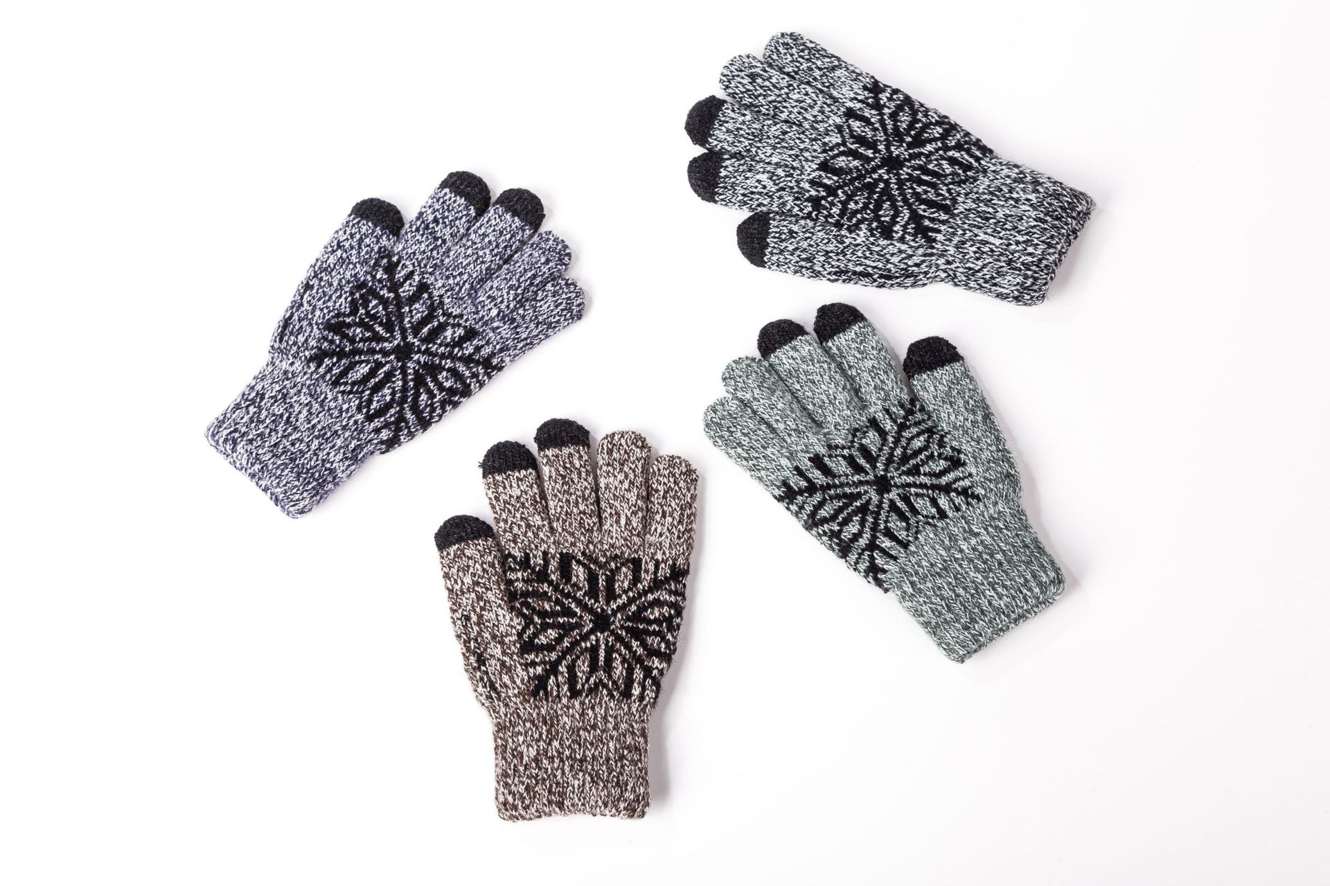 冬季新款提花图案儿童手套经典时尚保暖中童手套舒适美观连指手套