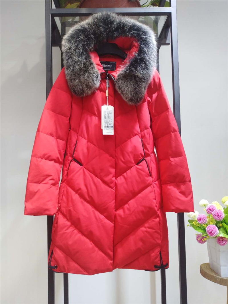 2018冬季罗曼艾莉韩版休闲貉子毛领羽绒服品牌女装专柜正品走份