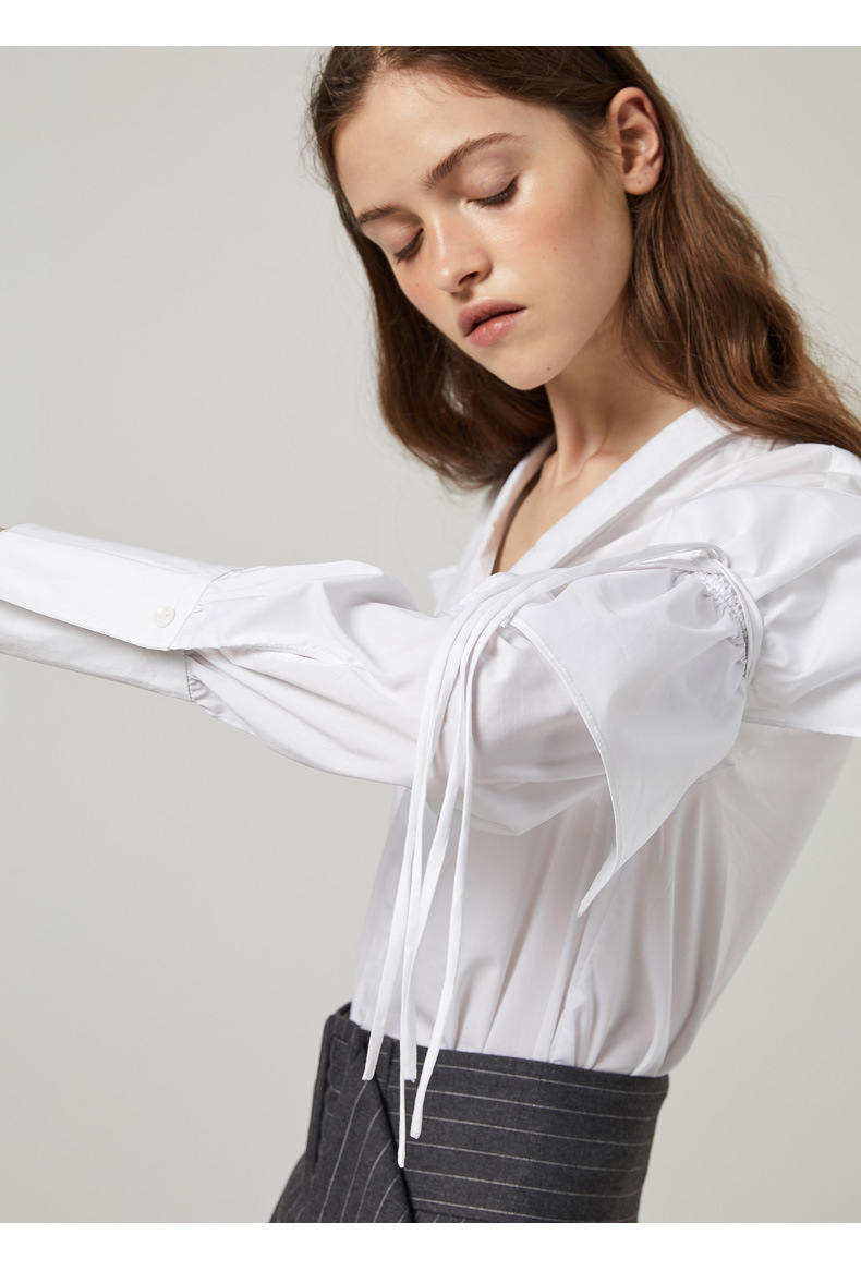 chooseparty高端原创设计2019春新款低领设计师小众设计感衬衫