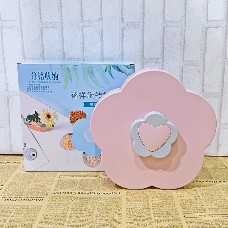 Creative New Pattern Rotating Candy Box Plum Blossom Five Grid Snack Dried Fruit Plate Petal-Shaped Rotary Switch Fruit Box