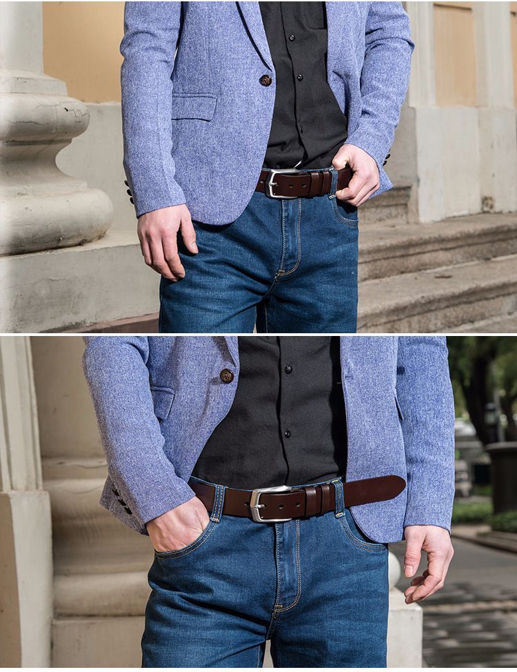 欧美不锈钢真皮裤带 男士品牌腰带高档牛皮皮带 头层订制定做