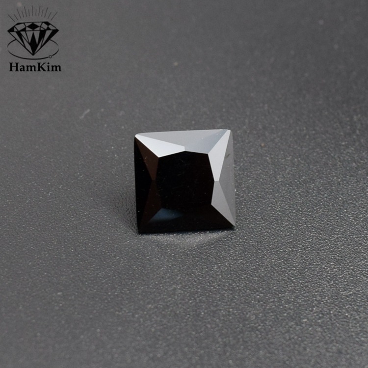 黑色正方形锆石直角公主方形黑锆石裸石 梧州黑色宝石珠宝镶嵌石