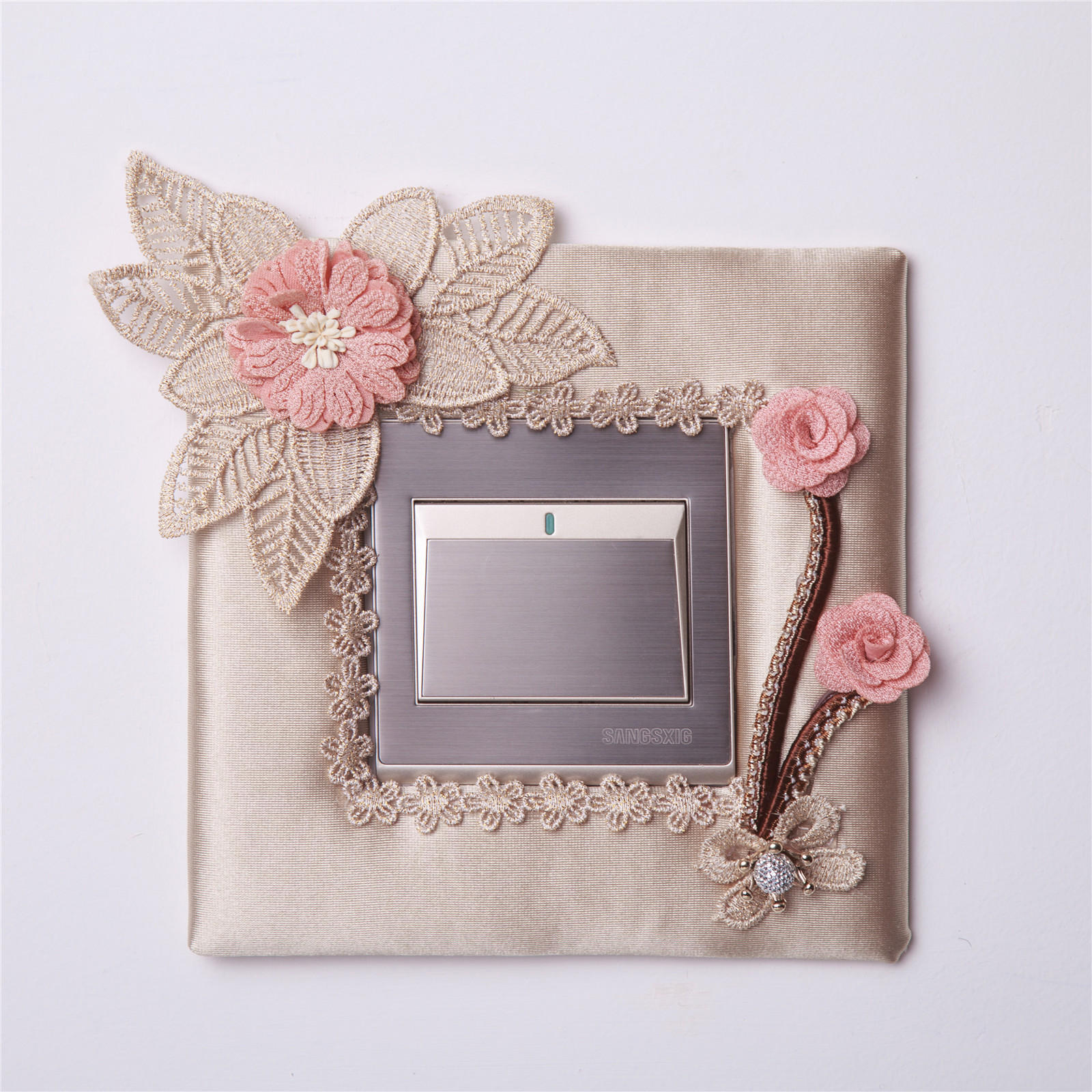 欧式开关贴房间装饰开关套插座贴创意布艺墙贴保护套灯开关装饰套