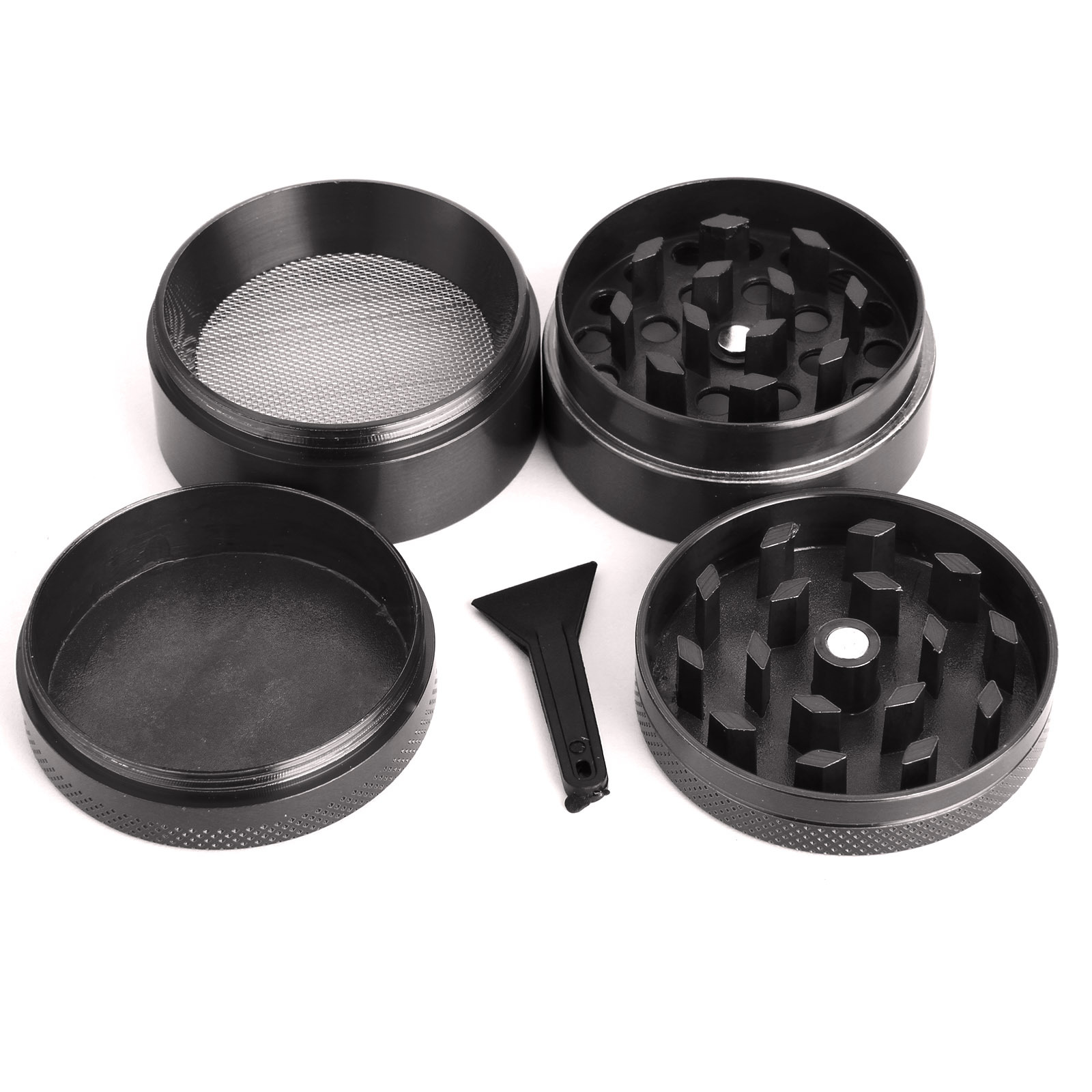 6inch金属烟草研磨器4层迷你平板圆形磨烟器小号碎烟器