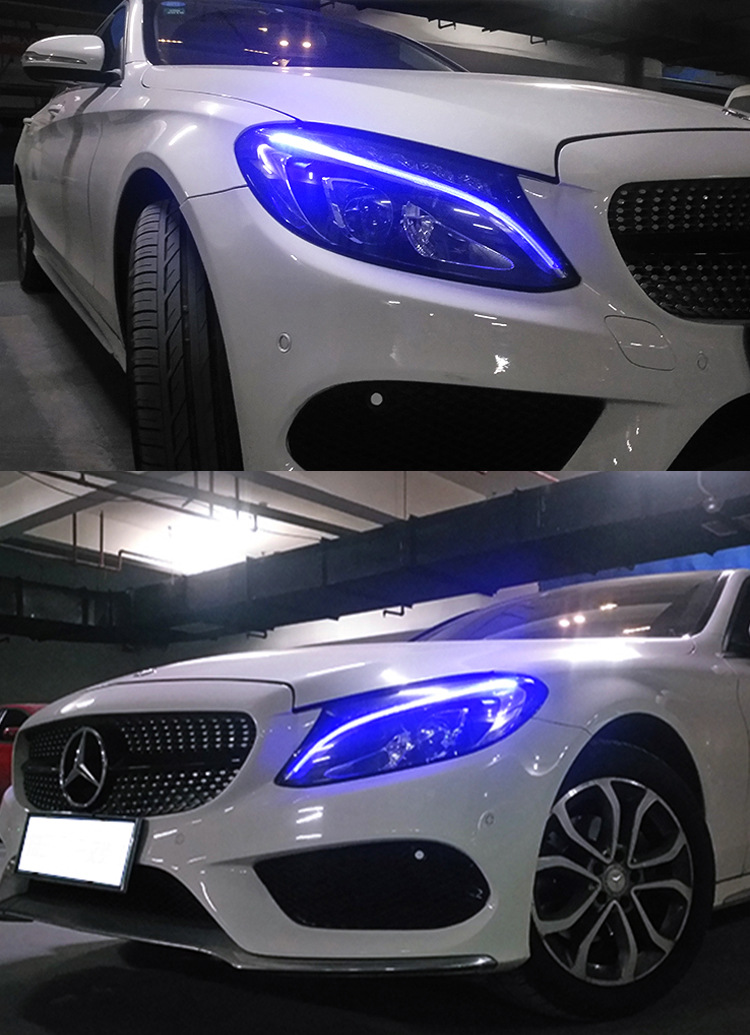 适用于奔驰新c级 c200l c180l w205 日行灯一抹蓝大灯解码 替换式