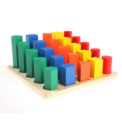 木制儿童早教蒙台蒙特梭利蒙氏感官教具幼儿园版几何体阶梯