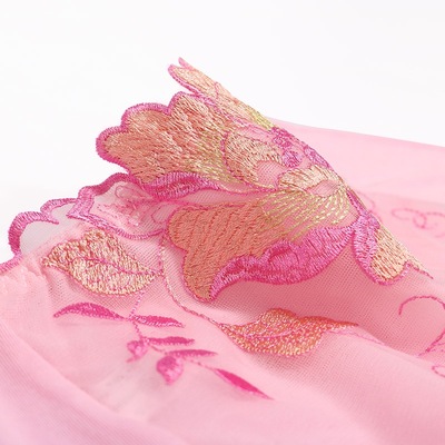 芙达儿中腰性感大码女士三角裤牡丹花刺绣网纱透气女内裤