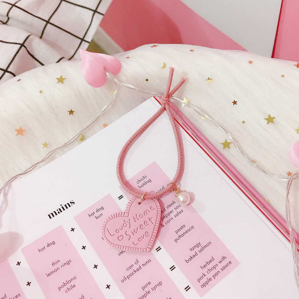 日韩小可爱打结珍珠发圈少女心爱心发绳基础弹力皮筋皮套软妹饰品