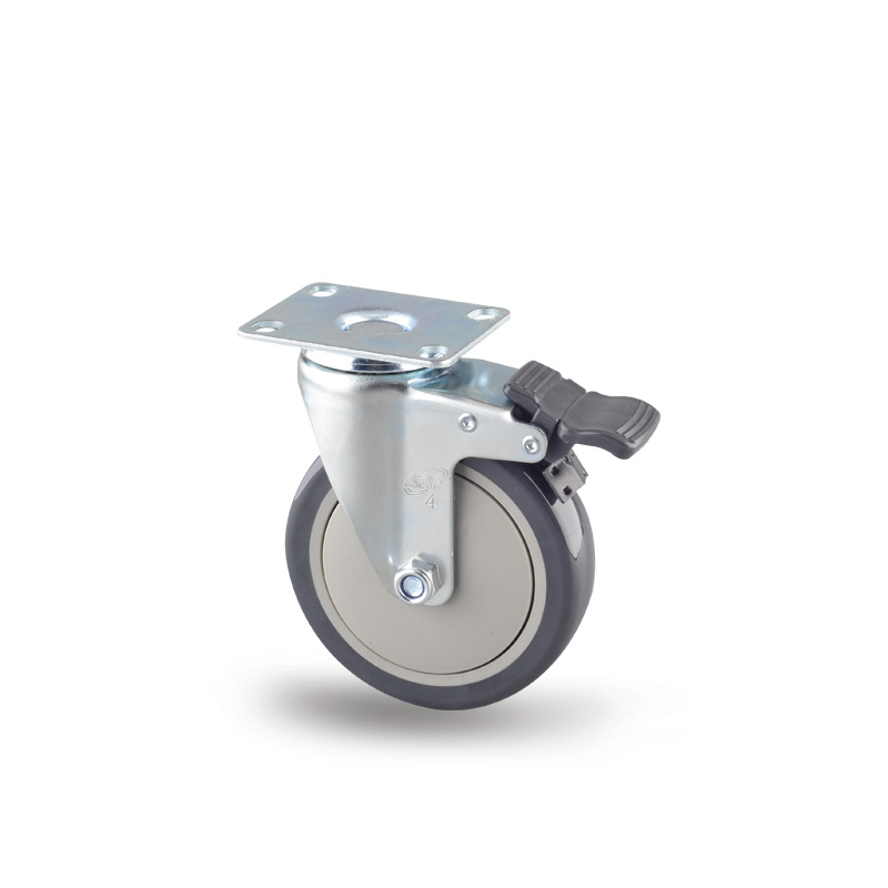 4寸万向轮,轻型活动脚轮,工业脚轮,聚氨酯pu耐磨脚轮,承载重80kg