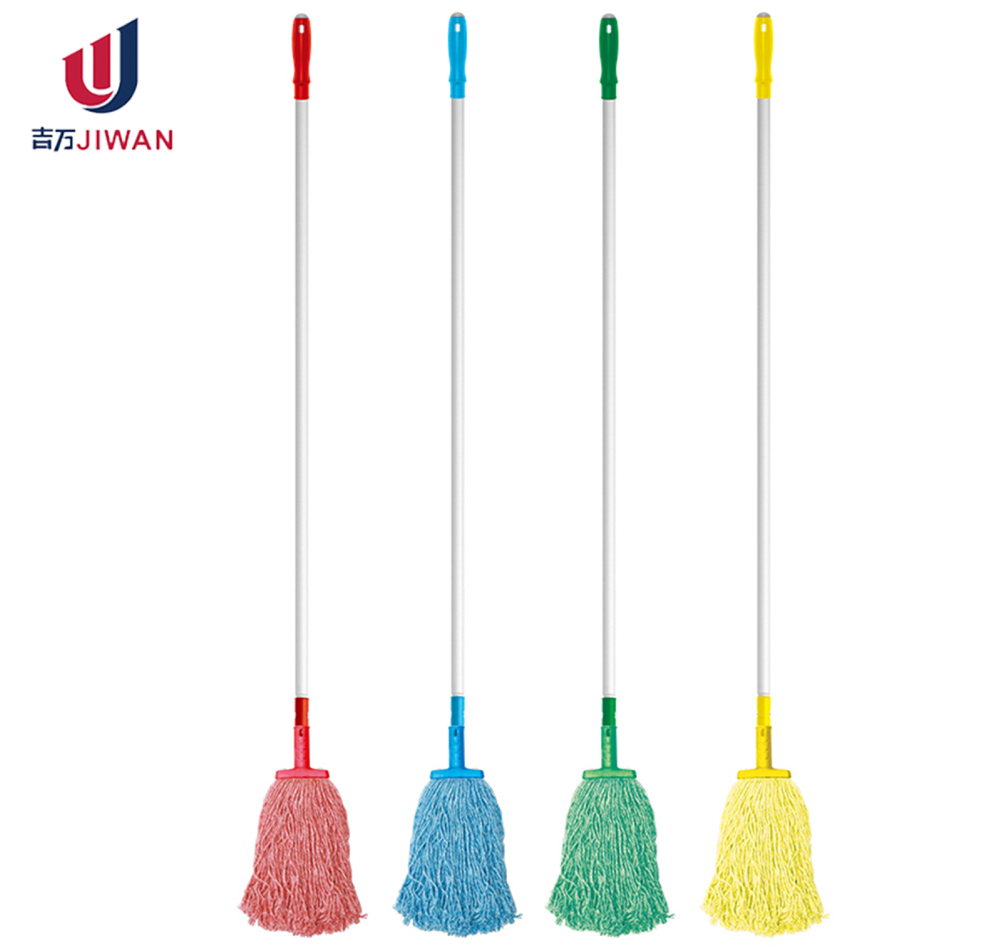批发分色棉纱棉线拖把  四色塑料夹拖把 物业医院专用彩色地拖把