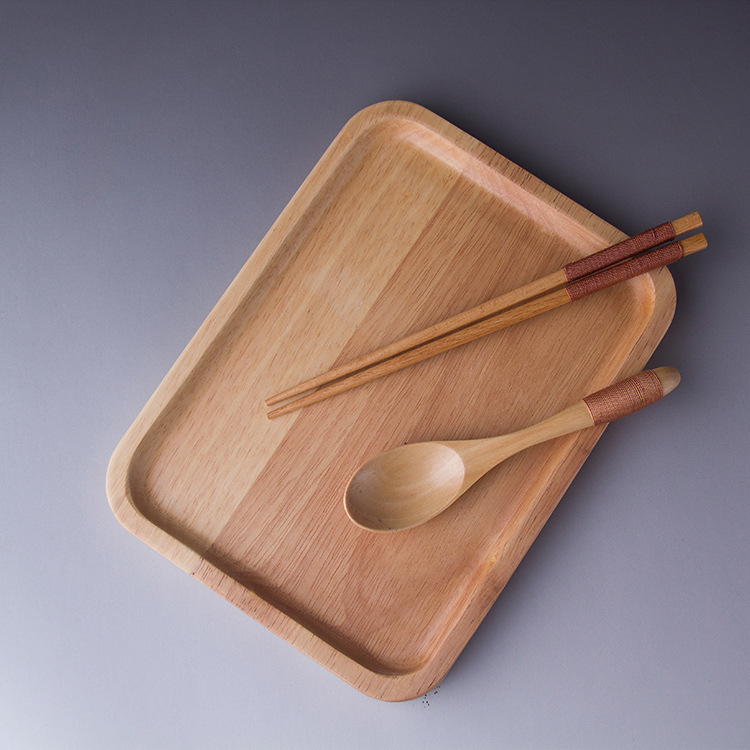 创意木质餐具橡胶木方盘日式实木餐盘简约酒店盘子厂家批发