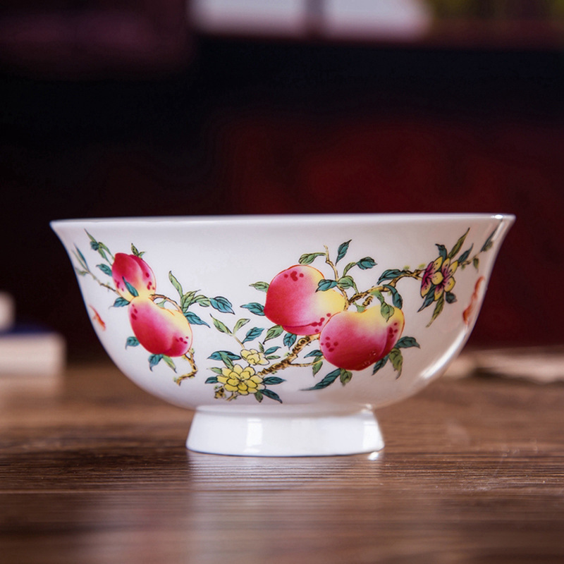 景德镇档次陶瓷寿碗生日祝寿礼物寿宴回赠礼品寿桃碗可印文字照片