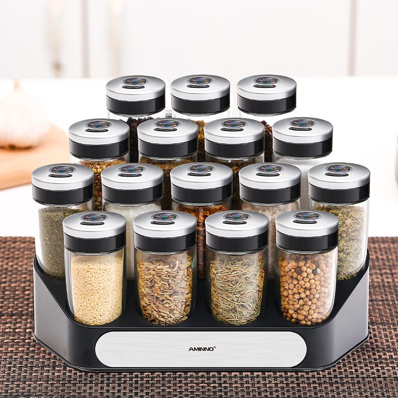 Cross-Border Supply Kitchen Food Grade Glass Spice Box Gift Kitchen Supplies Seasoning Jar Set Wholesale