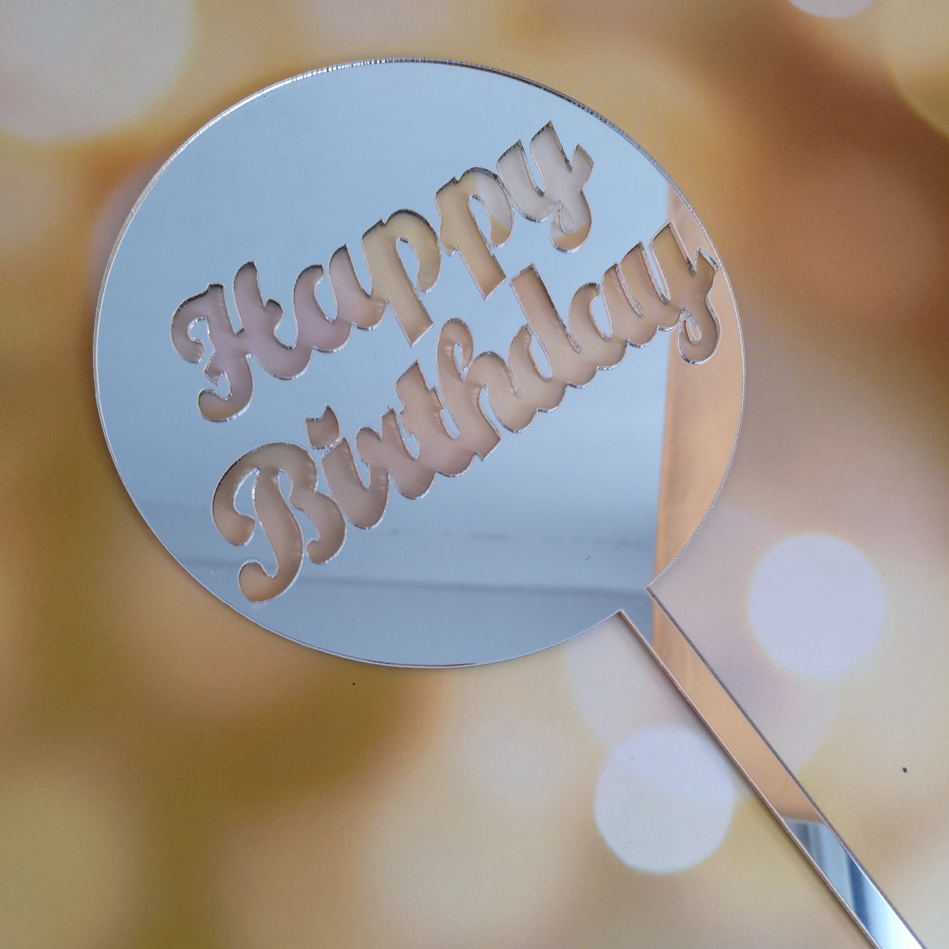 圆牌生日快乐蛋糕插牌金色银色黑色亚克力蛋糕插牌happy birthday
