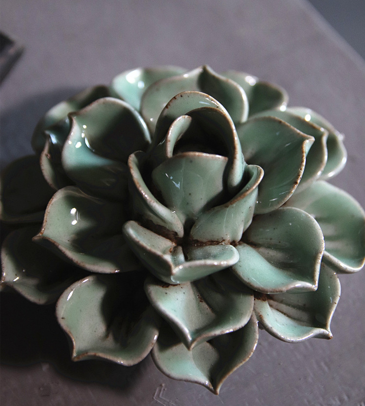 淡泊堂香插香炉手工捏花陶瓷倒流香线香牡丹荷花莲花香托香座香盘