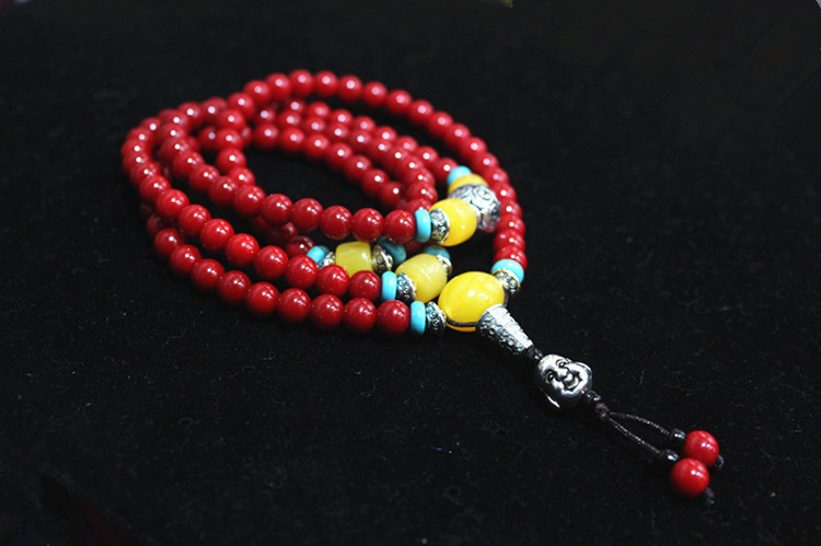 佛教喇荣佛学院红色怀业琉璃念珠红佛珠108手链手串