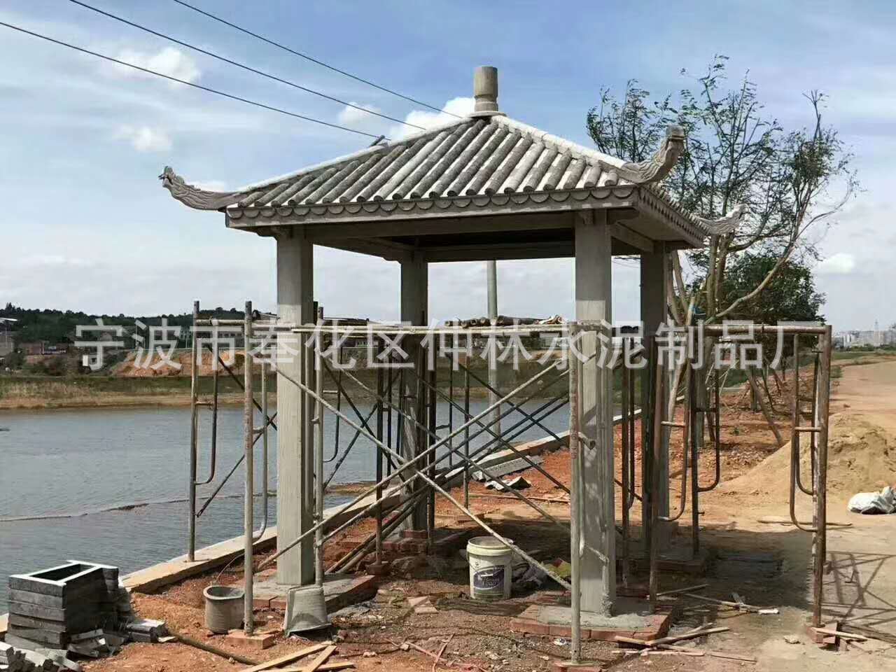 四角凉亭户外庭院水泥仿木屋亭子花园景观园林别墅凉亭