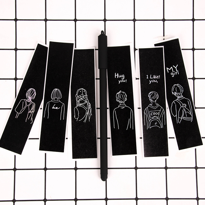 可奇新款小美好情侣贴纸笔中性笔签字笔办公用考试学生用水笔文具