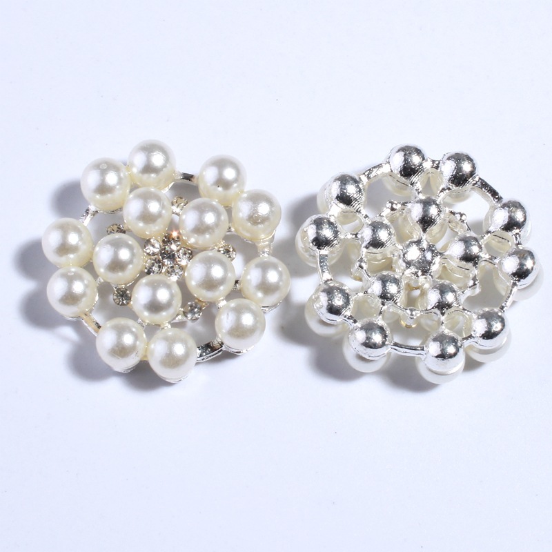 Foreign Trade Hot Selling Pearl Flower Disk Drill Buckle Delicate Rhinestone Alloy Drill Buckle Handmade DIY Hair Accessories Ornament Material