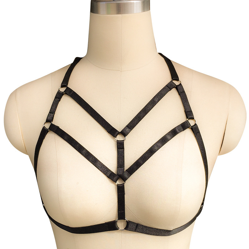 wish时尚镂空街拍绑带内衣 无痕挂脖型弹性胸罩欧美女夜店演出服