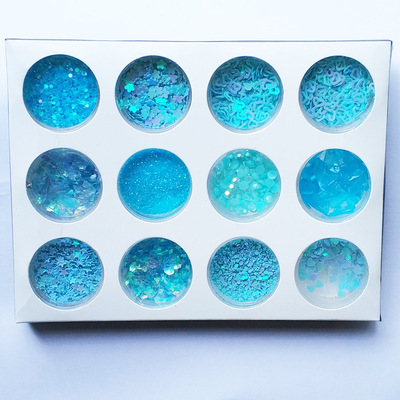 美甲亮片眼妆小亮片贴片闪粉亮粉脸部lolita网红少女心混装蓝色