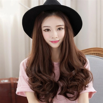 厂家直销批发女中分大头皮无刘海大波浪深棕长卷发 假发