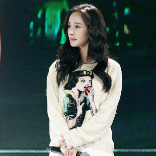 杨幂明星同款针织衫女亮片钉珠刺绣白雪公主羊毛衫外套秋冬款毛衣