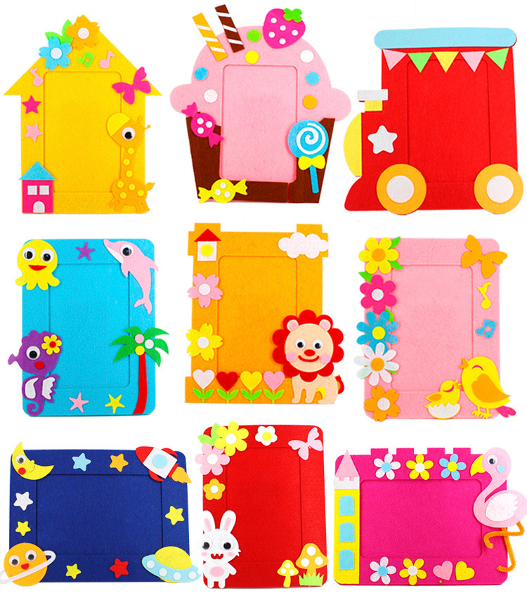 不织布立体相框6寸儿童幼儿园无纺布手工贴画diy制作粘贴材料包
