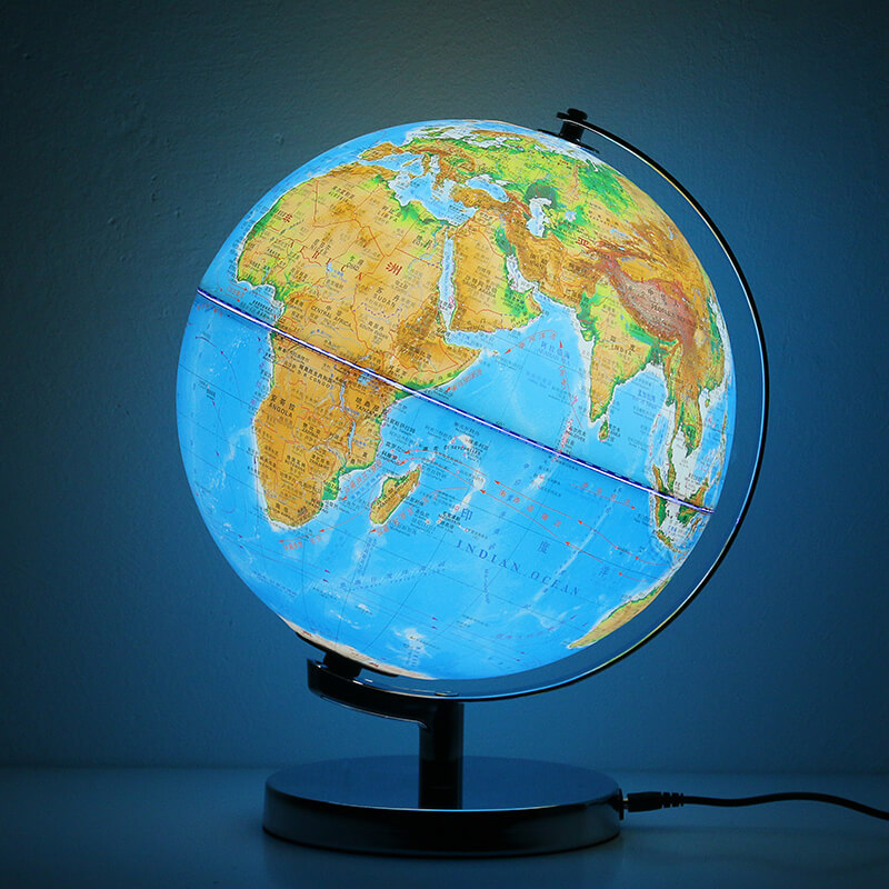 ar互动3d立体浮雕地球仪会发光的创意台灯金属办公室家居摆设