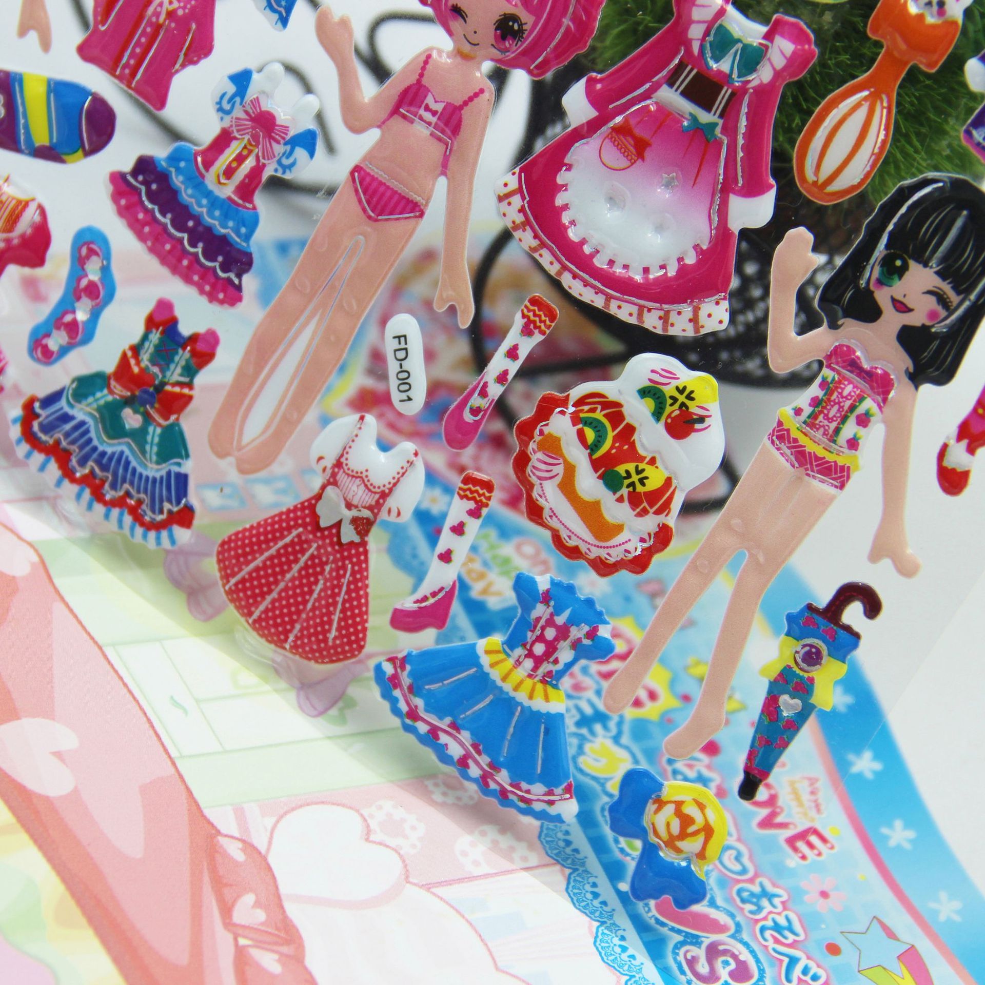 儿童换装贴纸 卡通公主换装立体泡泡贴 女孩换装贴纸 pvc可定制