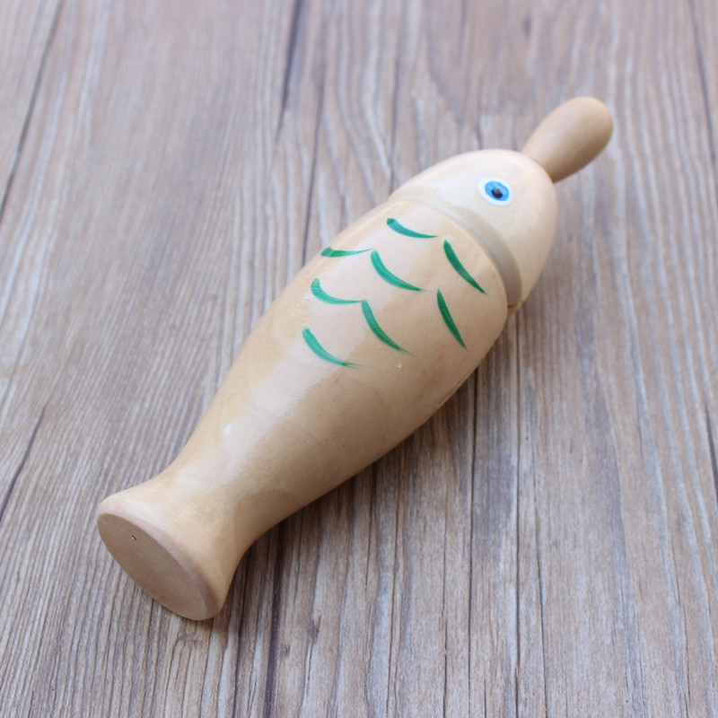 红色木鱼 木制鱼形 奥尔夫儿童打击乐器玩具 幼儿园早教音乐教具