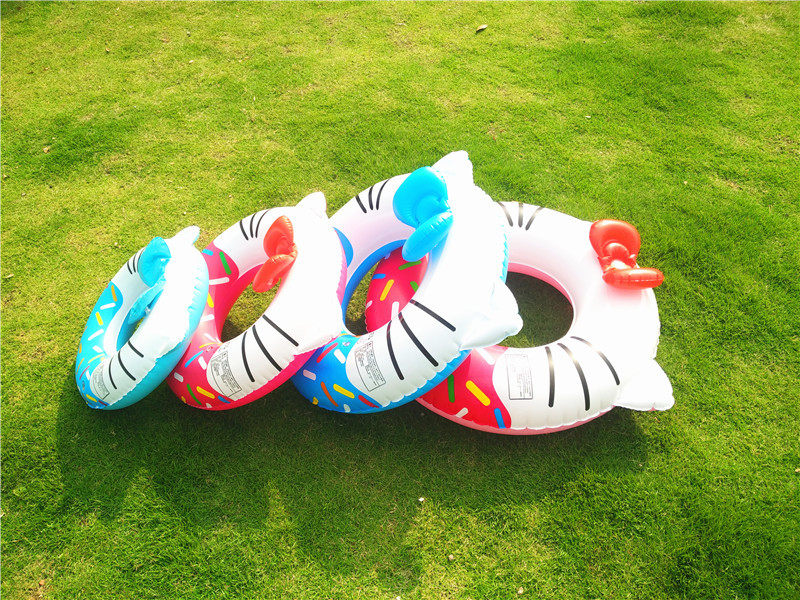 儿童游泳圈加厚kt小猫猫圈 水上充气泳圈卡通蝴蝶结游泳甜甜圈