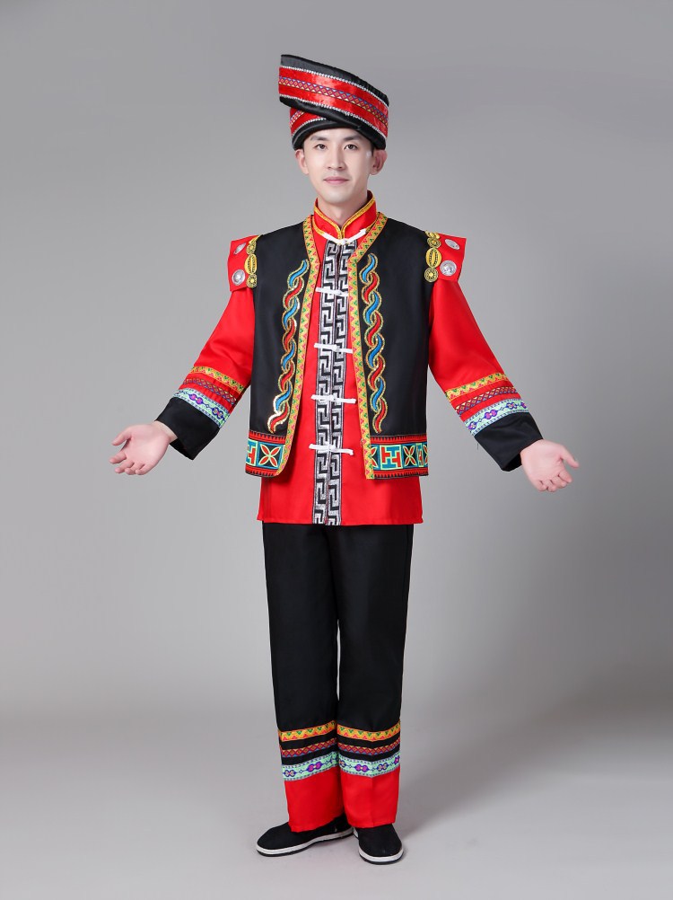 新款苗族演出服装男少数民族表演服装土家族瑶族壮族彝族表演服装