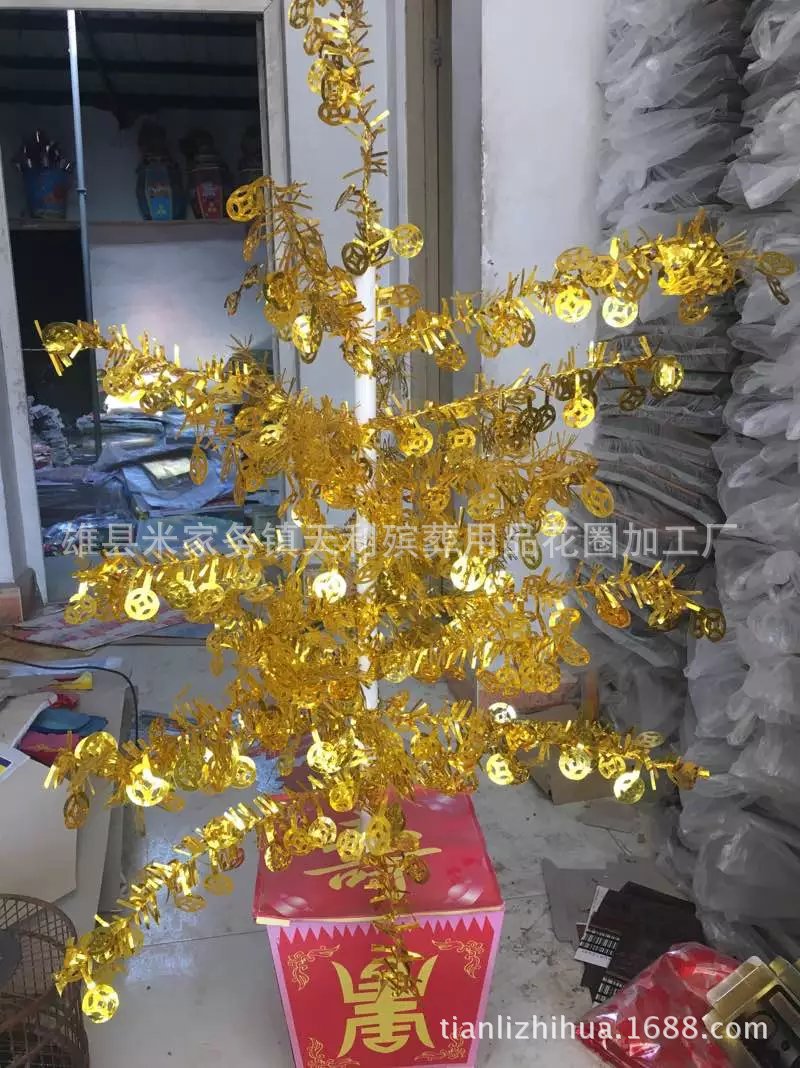新款纸活 摇钱树聚宝盆 纸扎纸活殡葬用品厂家直销
