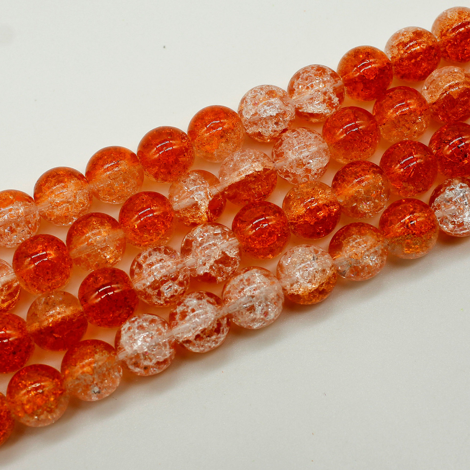 天然双色爆花晶散珠 玻璃爆花水晶批发 diy原创饰品配珠 厂家直销