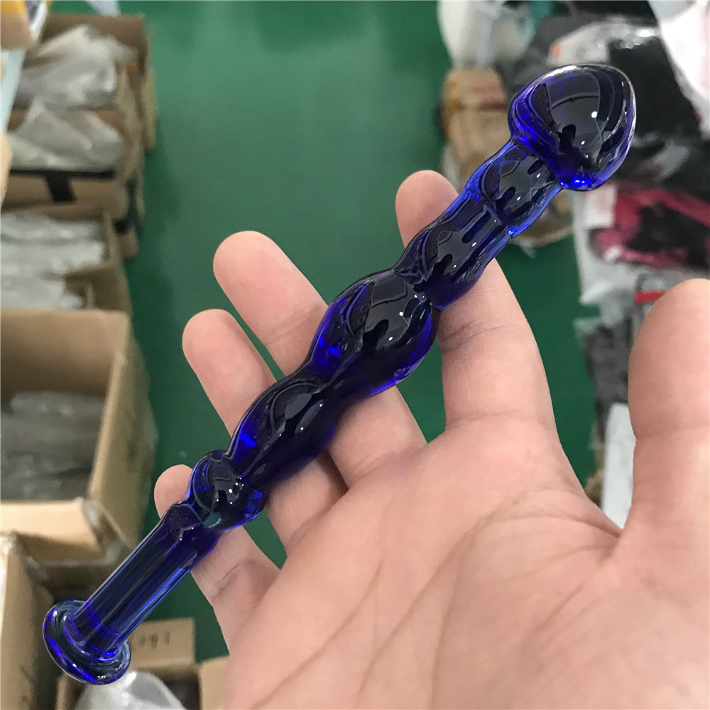 zcz蓝色水晶玻璃肛塞后庭男女用自慰器另类玩具阳具棒开扩肛gay