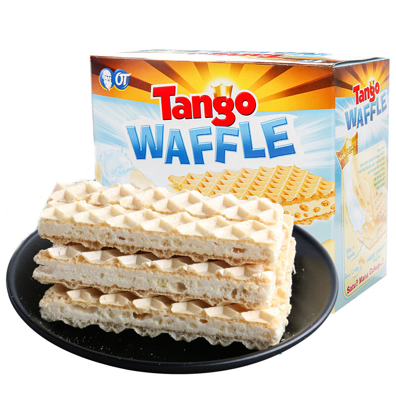 印尼tango(食品)奥朗探戈咔咔脆威化饼干160g香草牛奶味单盒