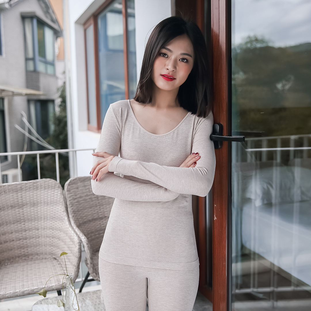18女士美体塑身衣薄款紧身束身内衣套装保暖秋冬棉毛打底上衣套装