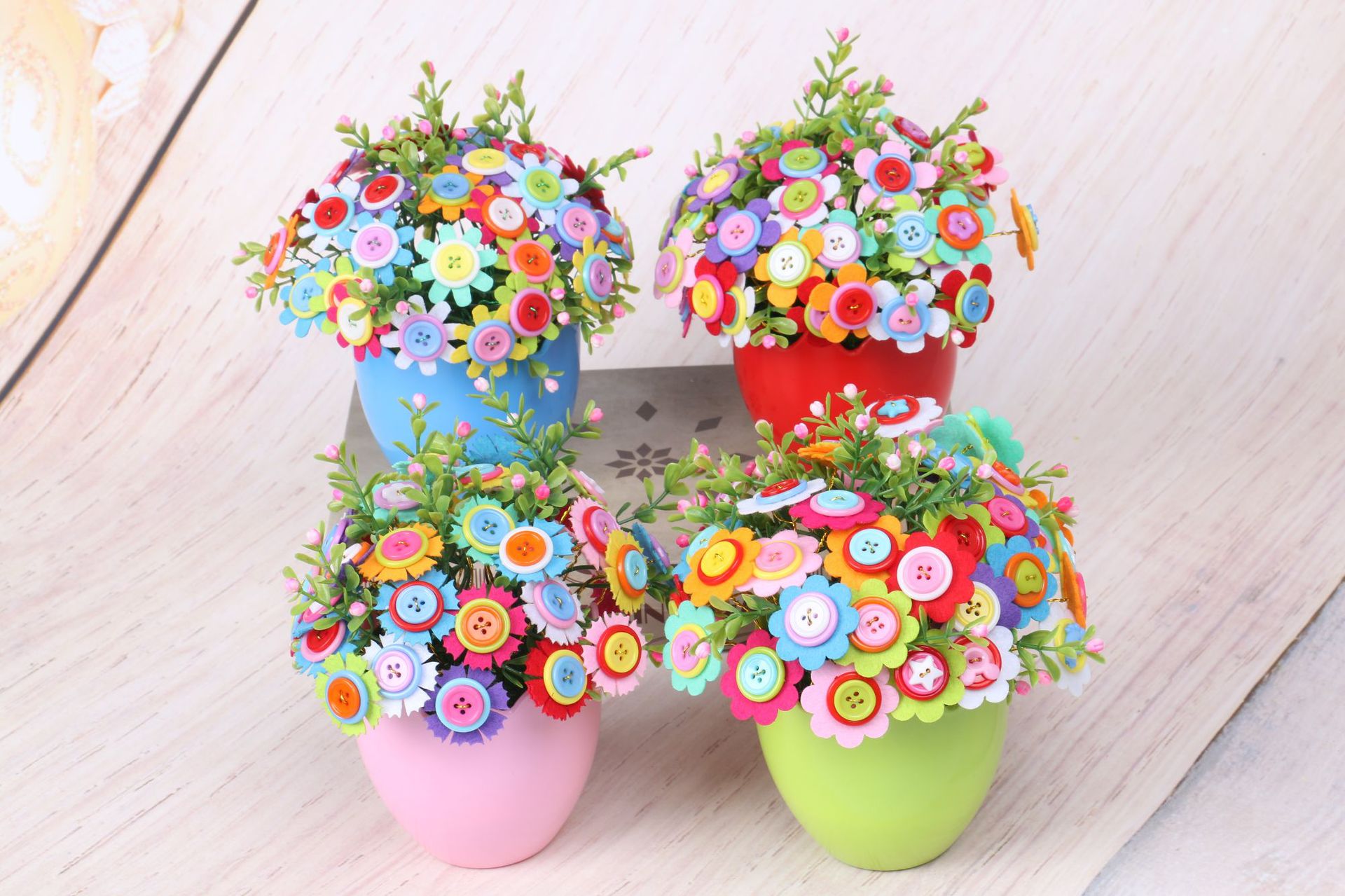 纽扣花束diy制作材料包 幼儿园儿童手工益智创意玩具教师节礼物