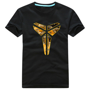 科比t恤男短袖篮球衣黑曼巴男士t恤纯棉倒三角logo训练服队服