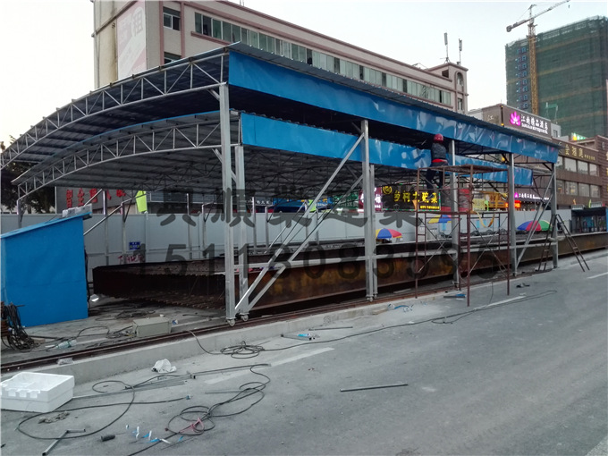 建筑工地移动式钢筋加工棚 轻钢结构彩钢瓦活动推拉雨棚定制安装