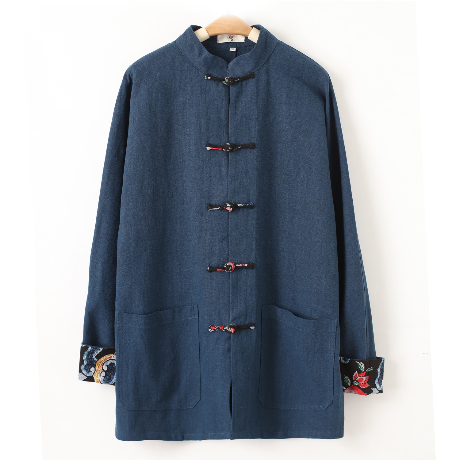 2021春夏新款中国复古休闲立领锦鸡对襟衣阿萨佑青年单排扣对襟衣