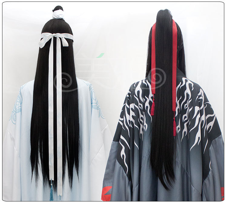 美雅 魔道蓝忘机魏无羡cos假发古装古风男莫玄羽夷陵老祖蓝湛笛子