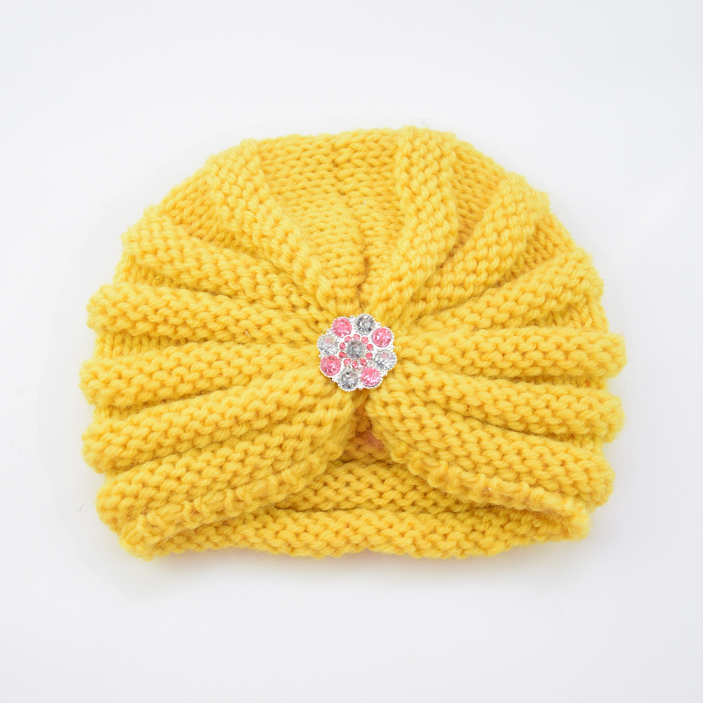 欧美新款儿童毛线钻印度帽宝宝针织帽秋冬保暖帽子ins爆款包头帽