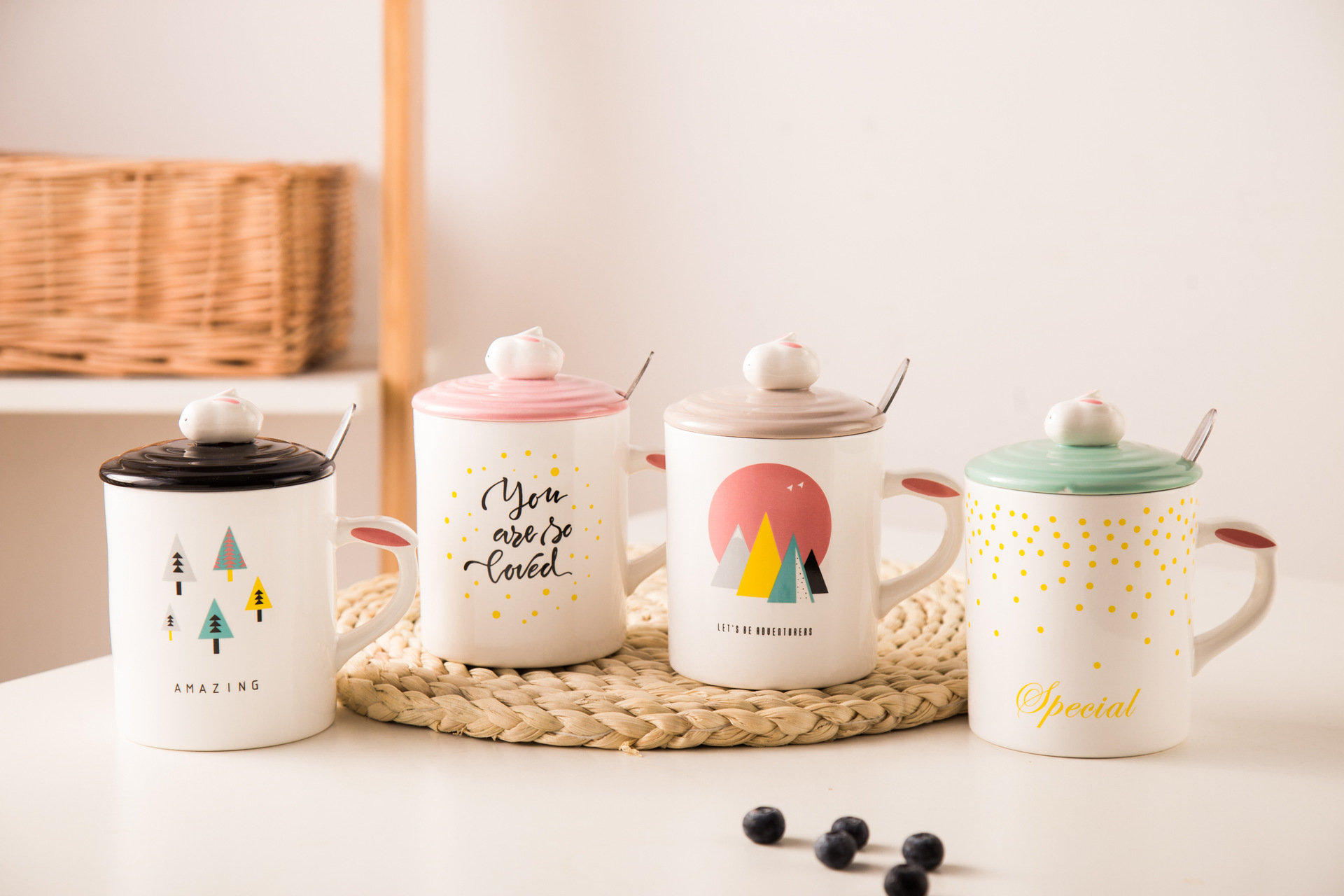 星悦陶瓷 浮雕兔子马克杯色釉创意水杯卡通陶瓷杯子新款广告礼品