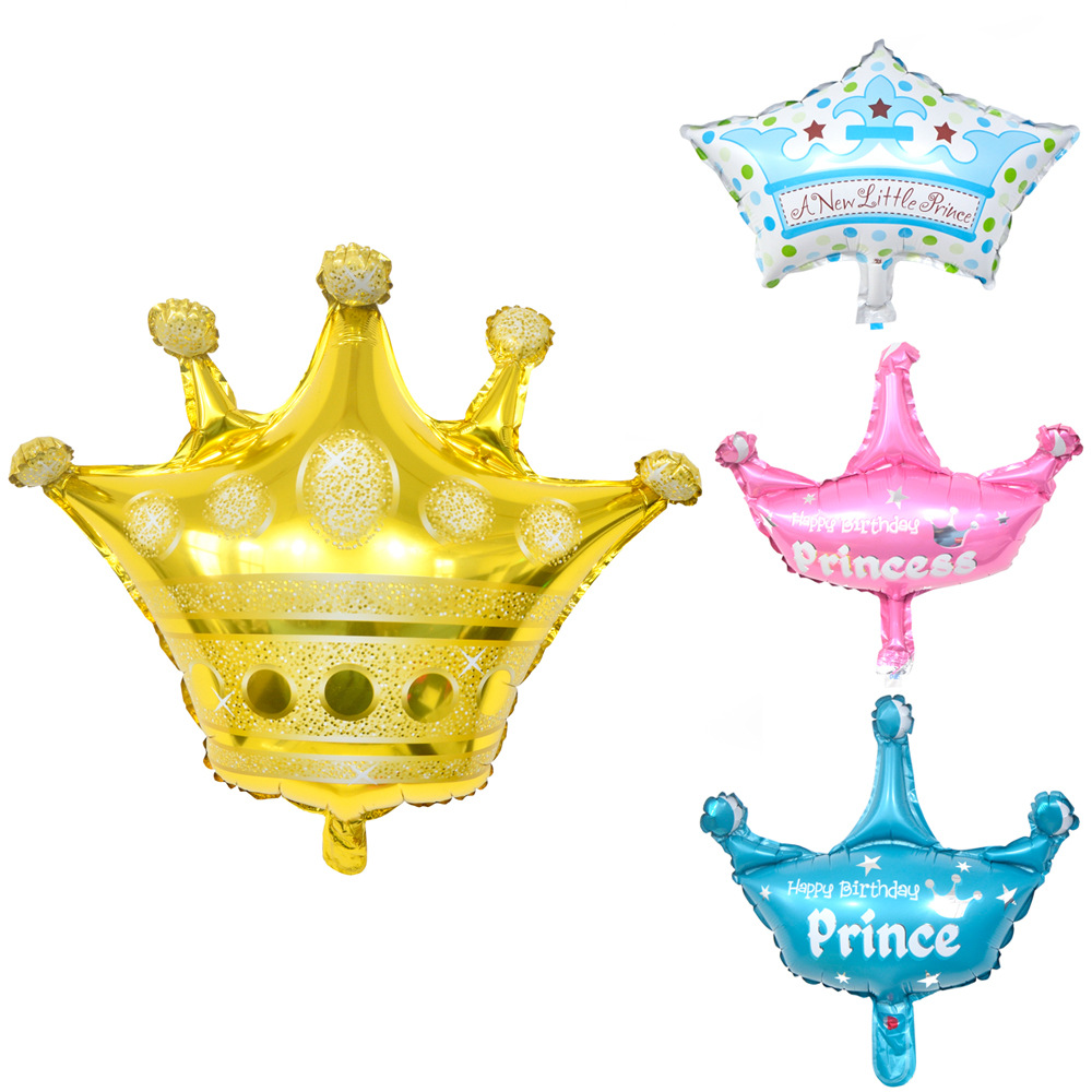 大号金色皇冠铝膜气球迷你皇冠粉色蓝色铝膜气球周岁生日派对布置