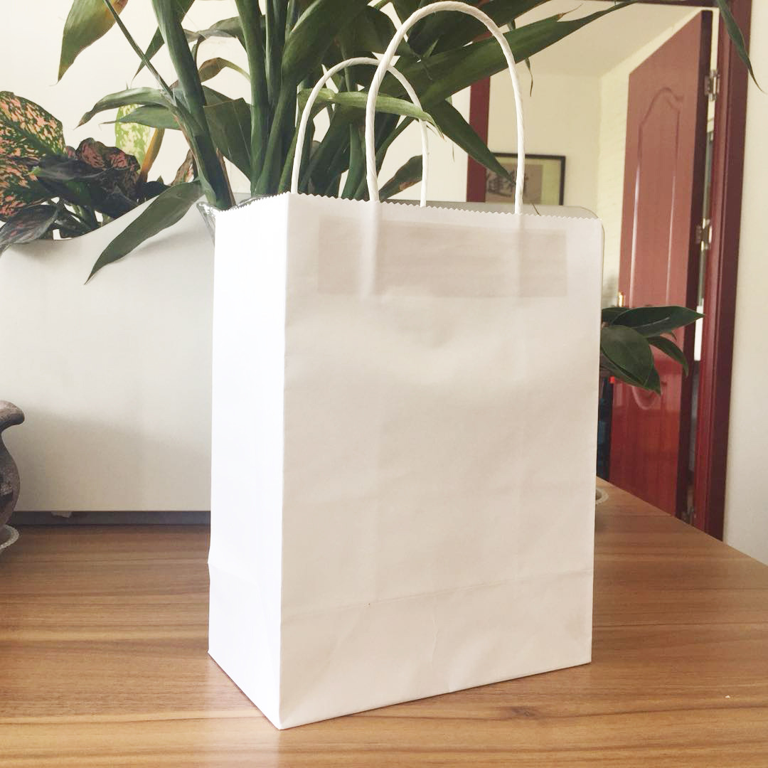 普瑞特包装白色外卖纸袋子礼品袋服装手提袋牛皮纸袋定做印logo