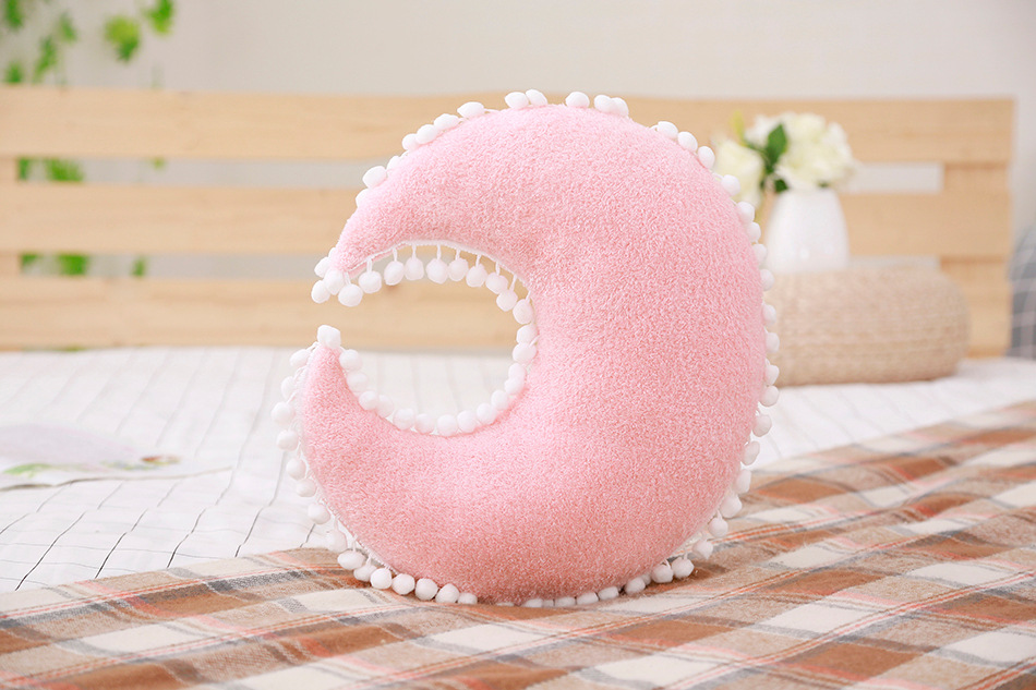 星星月亮抱枕云朵柔软羽绒棉沙发靠枕毛绒玩具 可爱儿童房间装饰